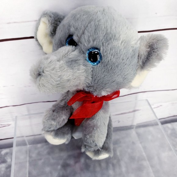 Hug Fun Jungle Elephant 272376 Gray with Red Bow Blue Glitter Eyes plush stuffed - Picture 9 of 11